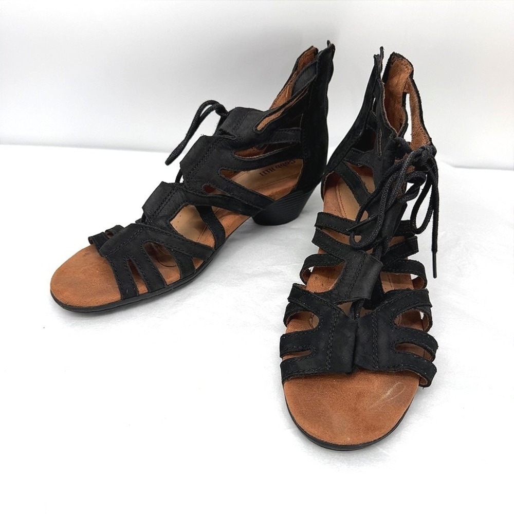 Cobb Hill Sandals Black Suede Lace Up Gladiator Casual Comfort Boho Size 9